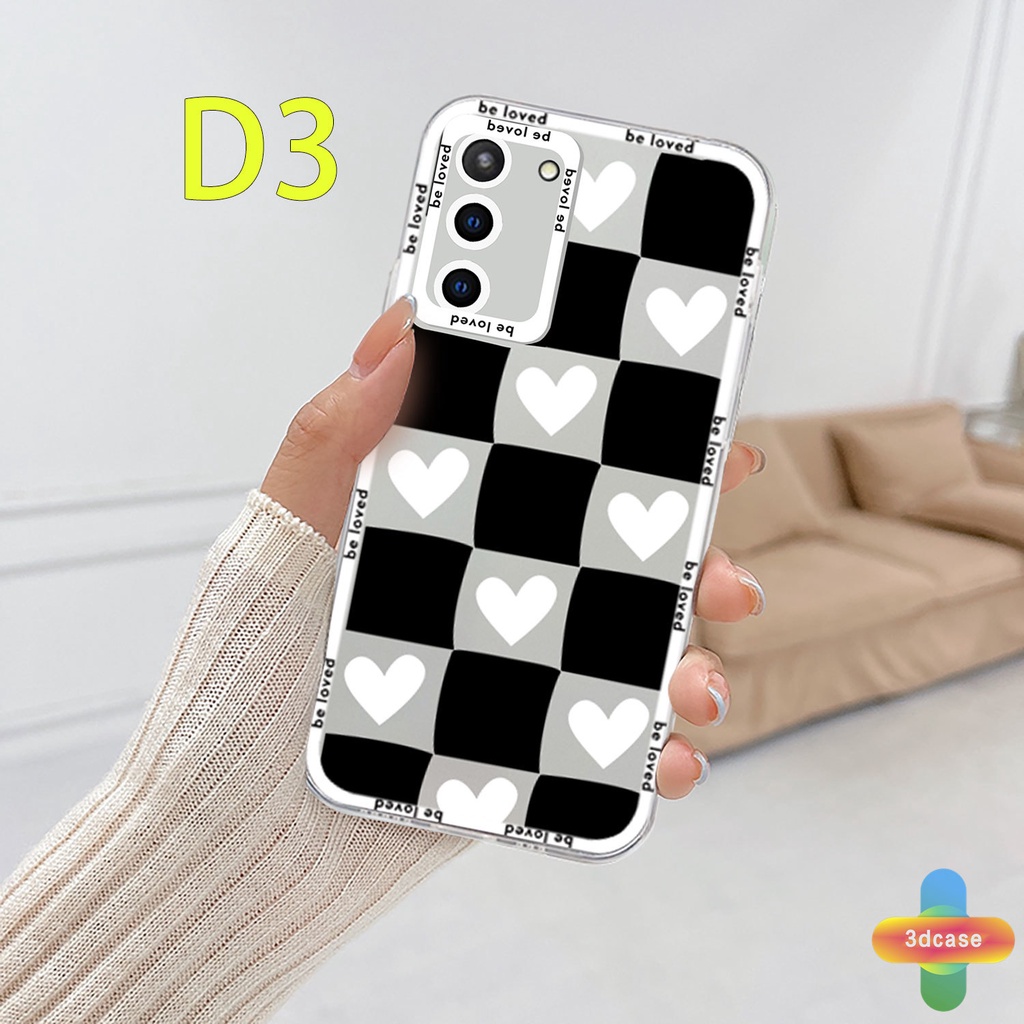 Soft Case Tpu Motif Kotak-Kotak Hati Untuk Samsung A03 A51 A32 A52 A13 A23 A12 A03S A10S A50 A20S J7 Prime A02S A20 A50S A10 A30S A52S A30 M12 M01S A125 F12 M10S M40S A515F A207F M02S A025 F02S 11 12 13  7 8 6 Plus Clear Camera Lens Protection Case