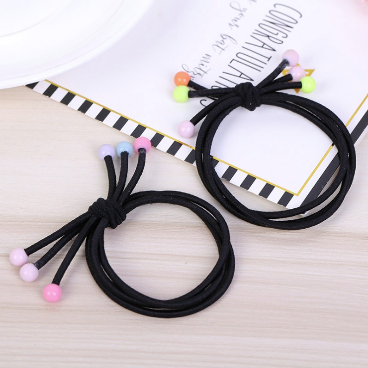 MURMURE.ID | 5PCS IKAT RAMBUT KARET HITAM MOTIF CHERRY LUCU IMPORT PAKET ISI 5 HA022-1