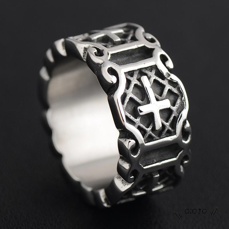 【COD】Cincin Model Salib Tertutup Gaya Punk Rock Retro Untuk Pria