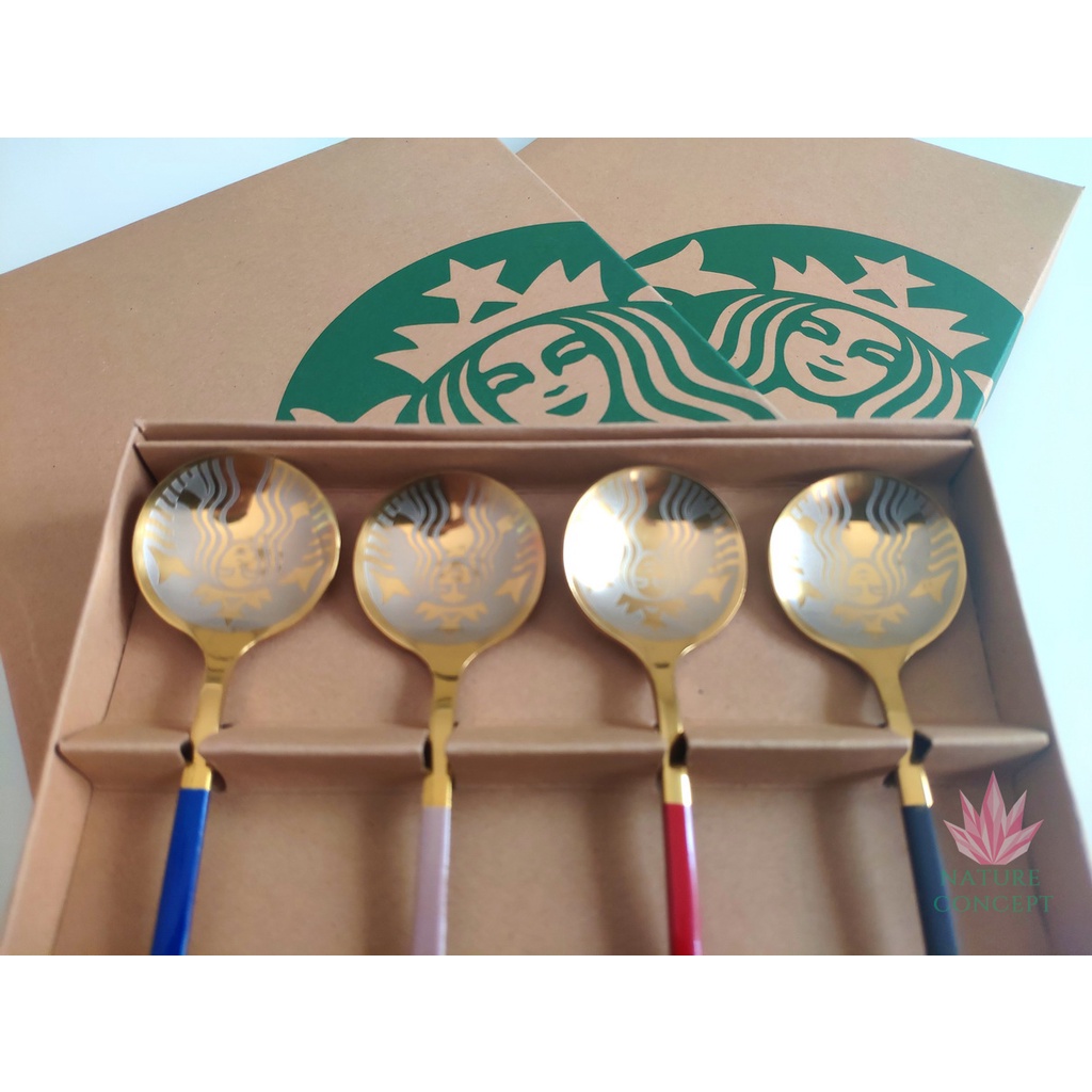 Sendok Kopi Starbucks Spoon Unik Sendok Teh Gift Dessert-SET KOTAK - WARNA