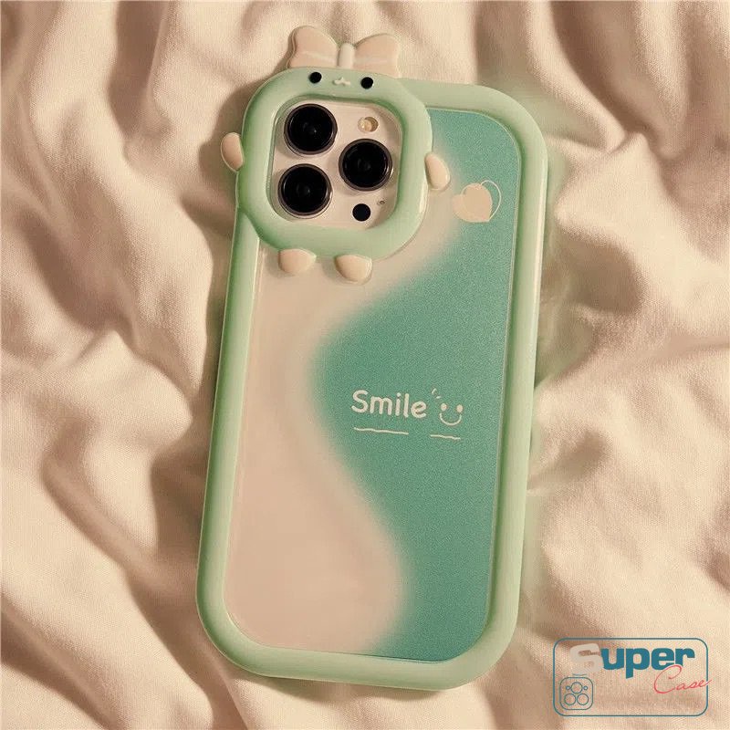 Case Samsung A32 A04 A14 A04E A12 A23 A50s A30s A22 A03 A52s A31 A13 A03s A53 A52 A53 A51 M22 A21s A33 A73 A02s A04s A11 A71 M32 Lembut Kartun Smile 3D Bow Little Monster Lens Case