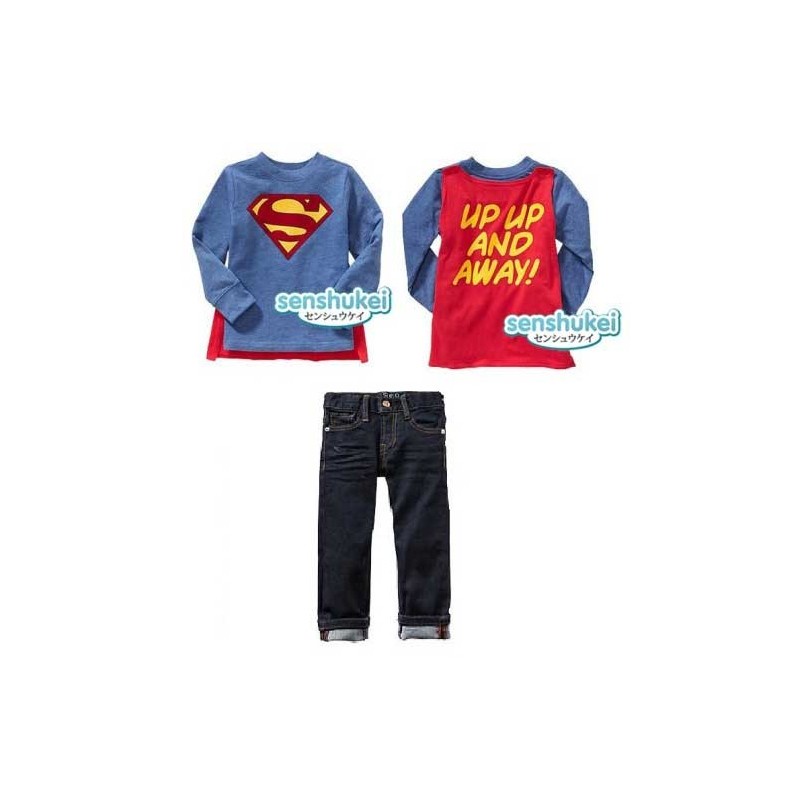 Senshukei Setelan Superman Celana Jeans with Wing