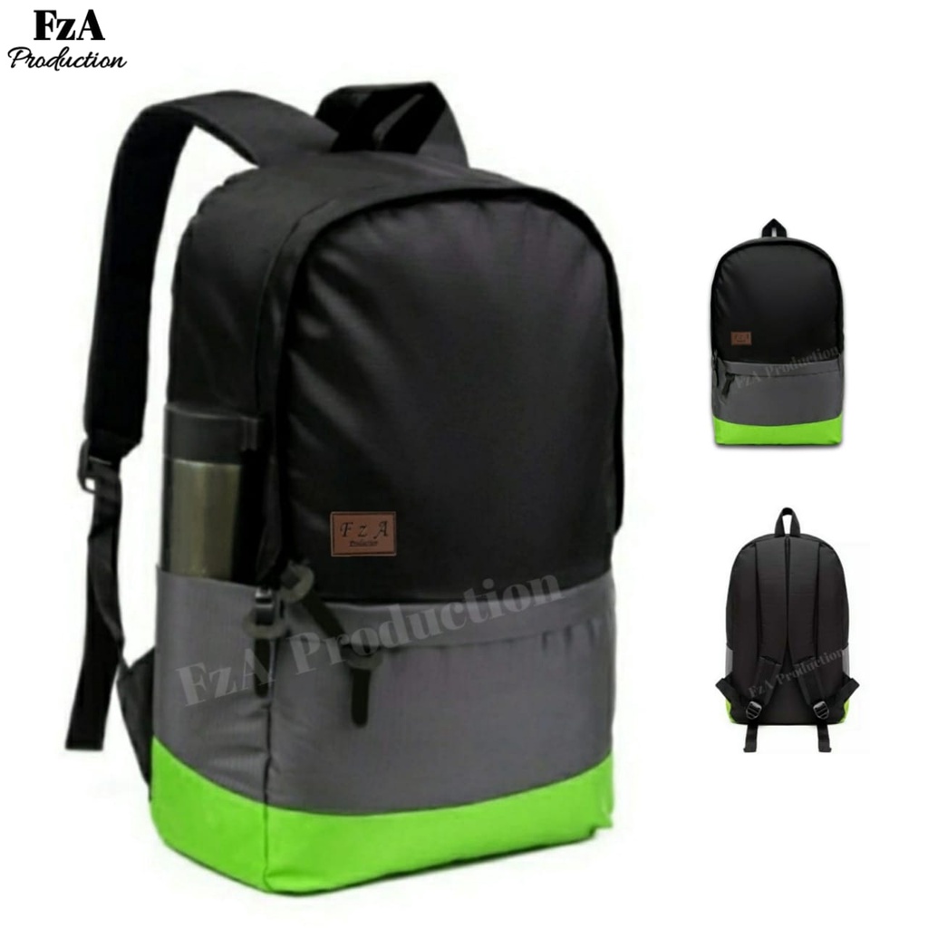 Tas Ransel Gendong Laptop Distro Sekolah Kuliah Pria Wanita Black Murah Original FzA BUY 1 GET 2