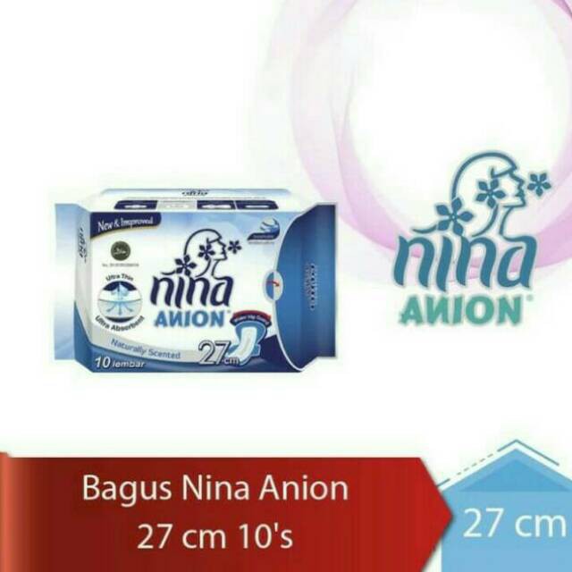 BAGUS Nina Anion Naturally Natural Scented 27 cm Ultra Thin Pembalut Wanita isi 10 sheet isi10 27cm