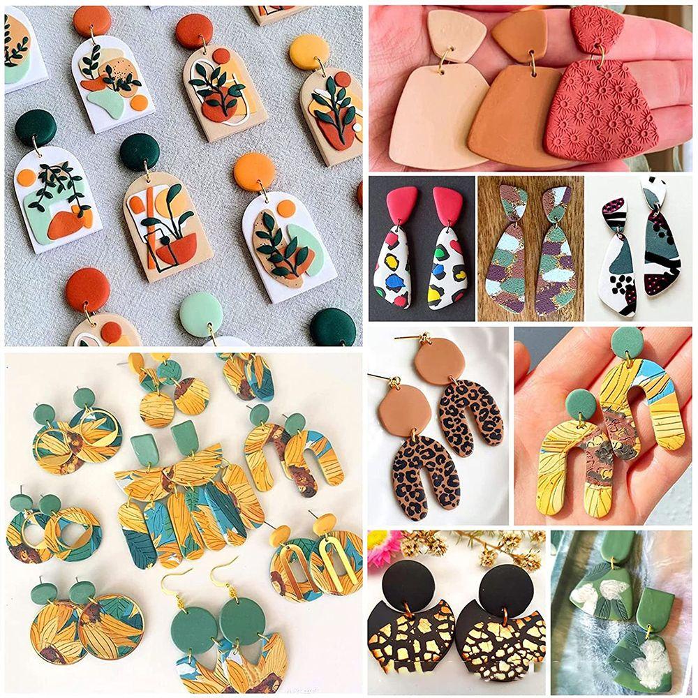 R-flower 129pcs Polymer Clay Cutters Handmade Earring Kartu Membuat Perhiasan Cetakan Kue