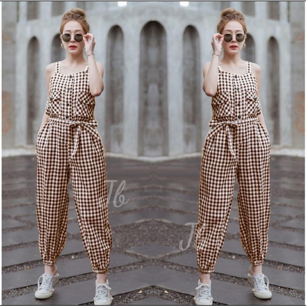 FWG - JS ASHLEY / JUMPSUIT KOTAK WANITA / JUMPSUIT WANITA KOTAK TERBARU / JUMPSUIT WANITA KOREA KOTAK / JUMPSUIT SQUARE WANITA KEKINIAN