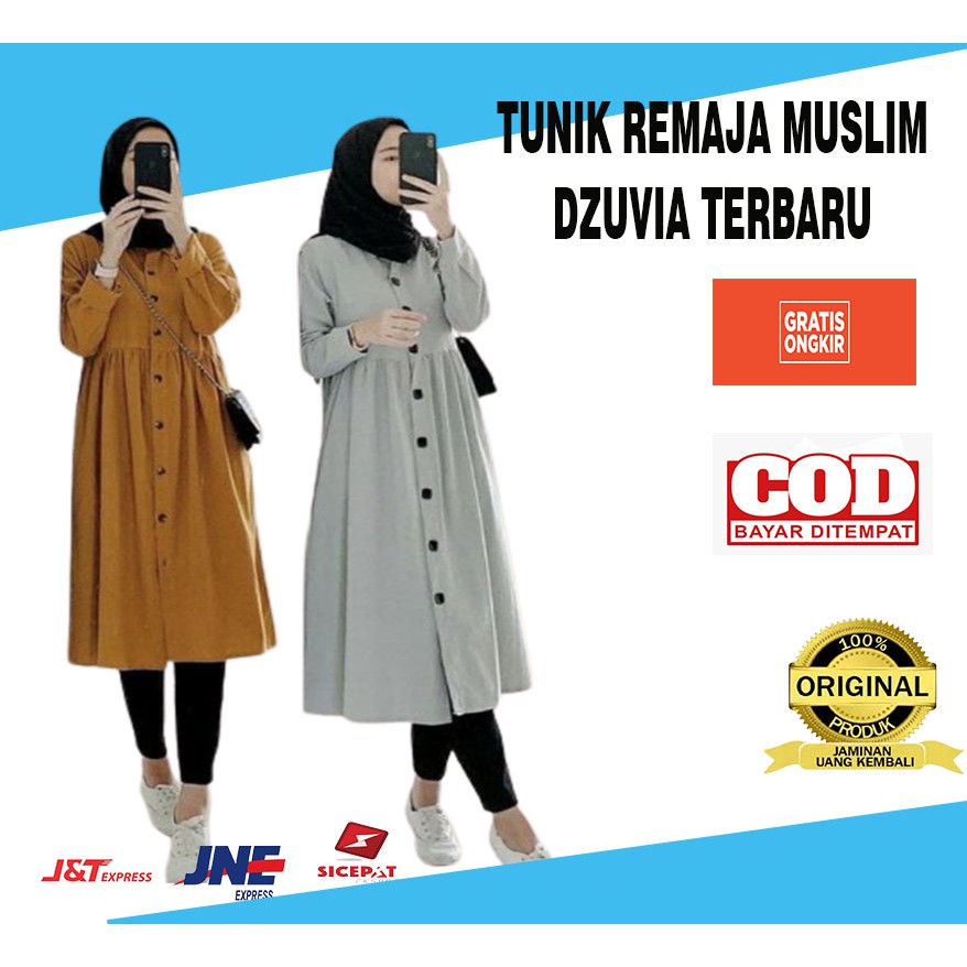 Baju Atasan Tunik Wanita Remaja fashion Muslim Terbaru Kekinian Murah Dzuvia Cod