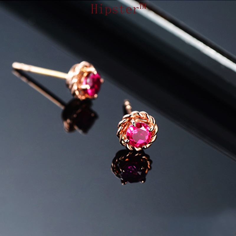 Hot Sale Simple Fashion Classic Red Crystal Rose Stud Earrings