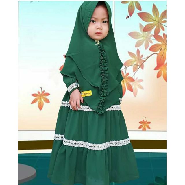 (FLASH SALE) GAMIS SET SYAR'I CANDA ANAK/ SYAR'I ANAK/ FREE KHIMAR/ UNTUK USIA 5-7 TAHUN