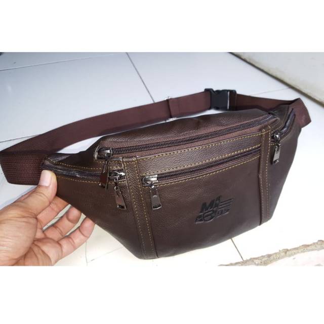 WAISTBAG TAS SELEMPANG PRIA WAIST BAG KULIT ASLI TAS PUNGGUNG DADA PINGGANG BODYPACK MURAH TERLARIS