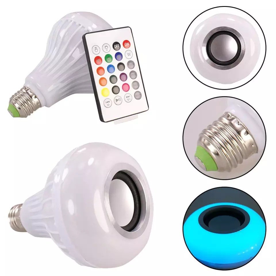 Bluetooth Speaker Bulb Lampu Led Light 12W Bohlam RGB Remote Smart Led