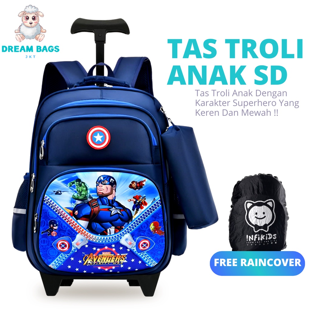 Tas Troli Anak Laki Laki Sekolah SD Karakter Import DB-638