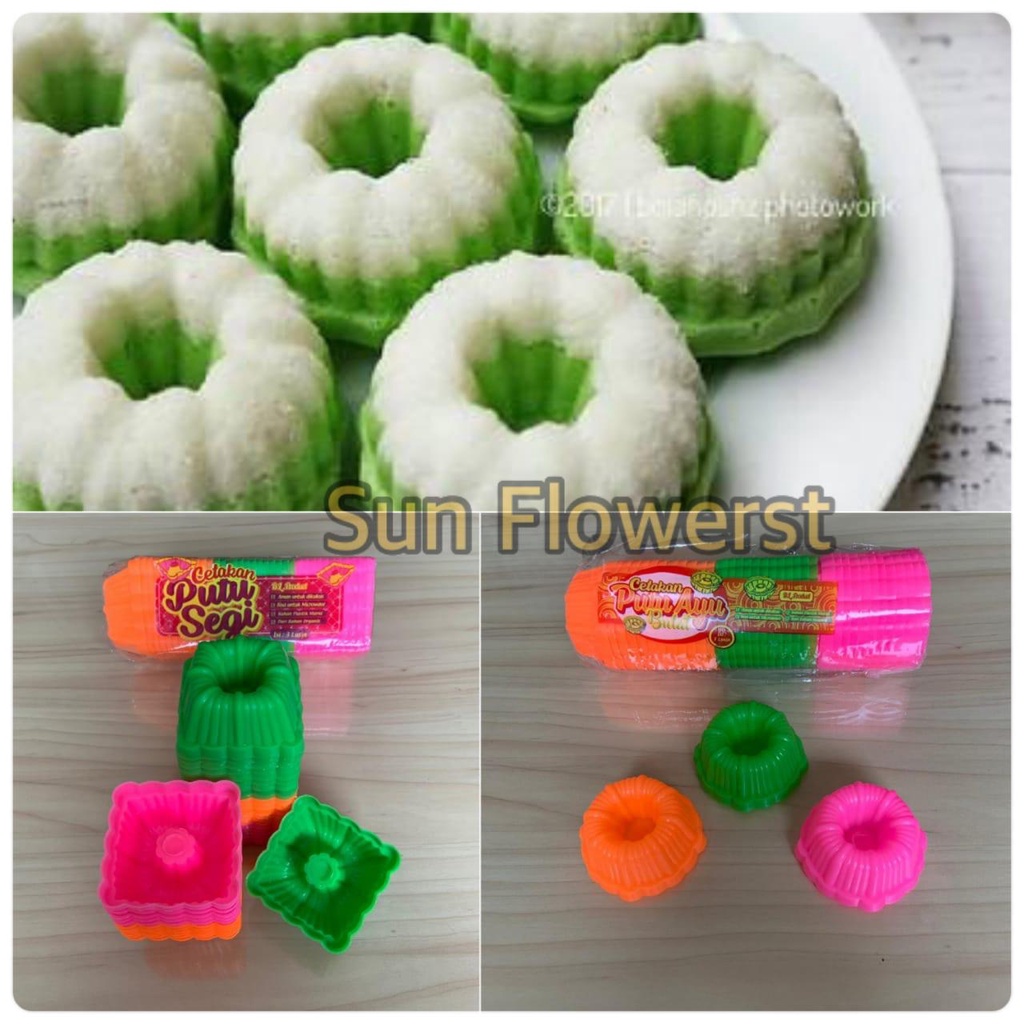 6pcs Cetakan Kue Cup Agar Ager Loyang Mini Jelly Coklat Pudding Cake Mold Motif Putu Ayu Kotak Bulat