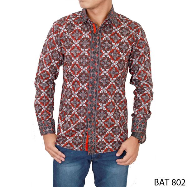 Kemeja Panjang Slim Batik - Maroon - BAT 802