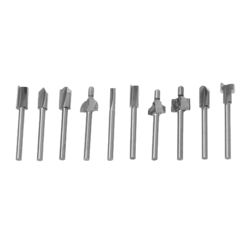 Mary 10pcs / Set Mata Bor Router Bits HSS 1 / 8 &quot;3mm Untuk Alat Pertukangan Kayu DIY