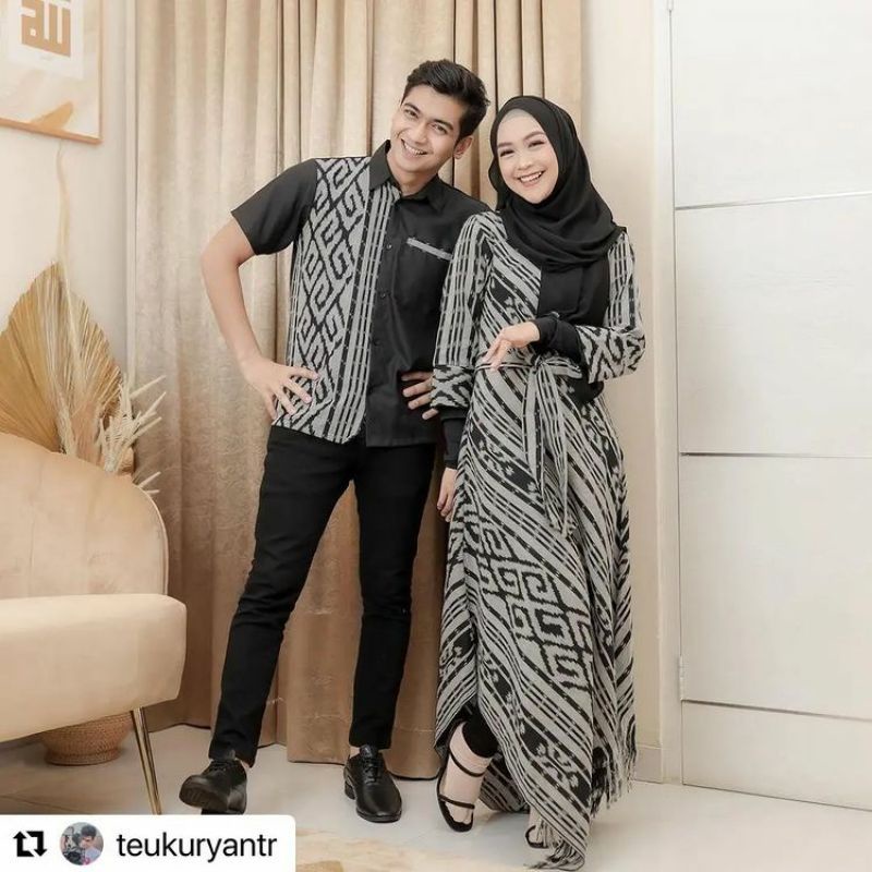 couple ria ricist tenun toraja batik kampus couple kondangan dress kondangan dresstenun kemeja pria 