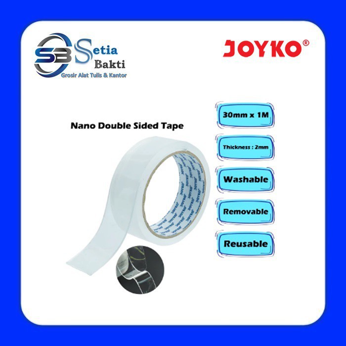 

JOYKO Nano Double Sided Tape Transparan - Perekat 2 Sisi 30 mm x 1 Meter - 1 Pcs