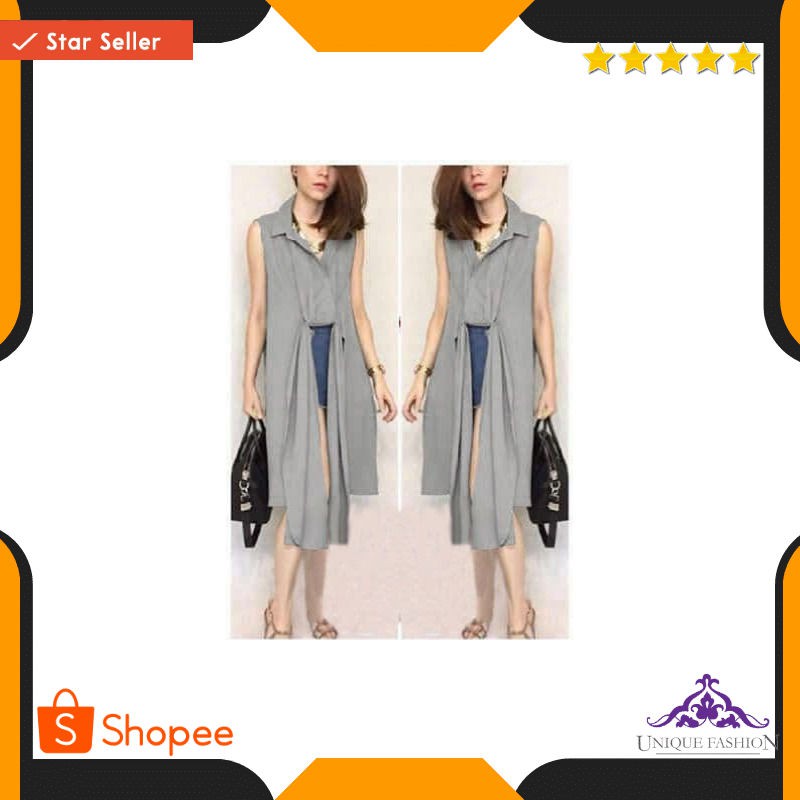 Hem Windy Abu Sw Kemeja Wanita Crepe Abu Abu