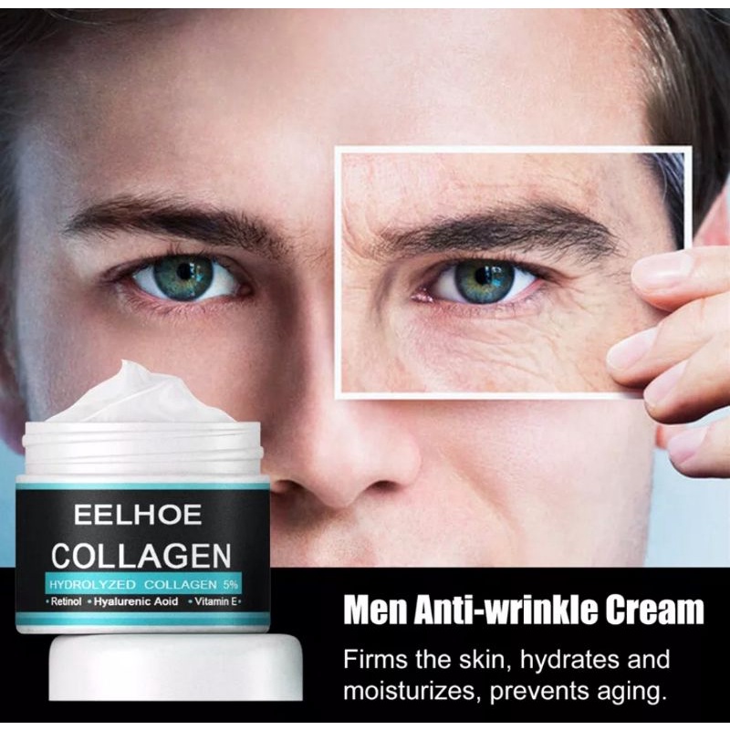 EELHOE COLLAGEN KRIM ANTI PENUAAN KRIM WAJAH PELEMBAB ASAM HYALURONIC ANTI KERIPUT  PEMUTIH KOLAGEN PRIA-50gr