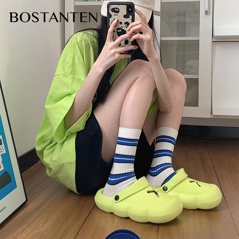 BOSTANTEN Musim Panas Sandal Wanita Indoor dan Outdoor Sandal Peas Sepatu Luar Ruangan Tahan Air Non-Slip EVA Toe Sepatu