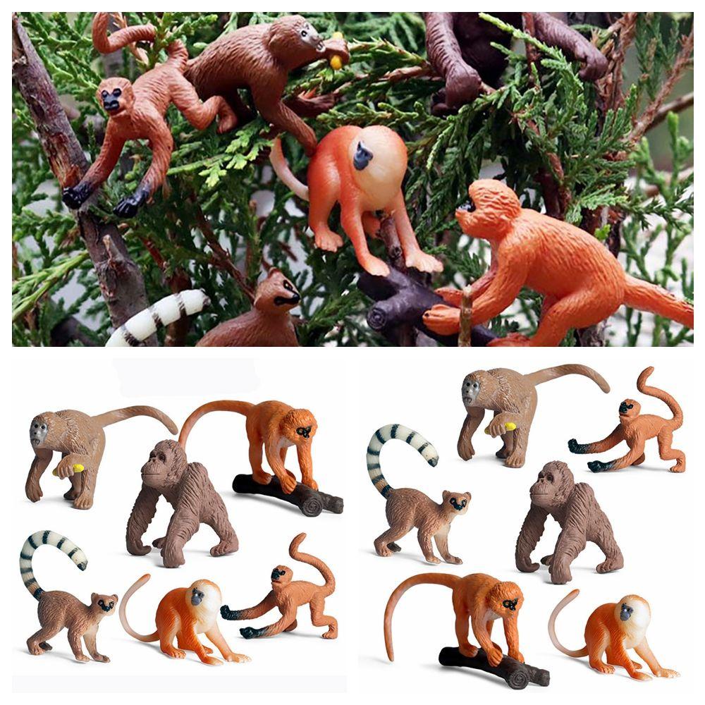 Nanas 6PCS Model Monyet Manusia Hidup Sains Alam Zoo Adegan Belajar Awal Simulasi Gibbon Anak