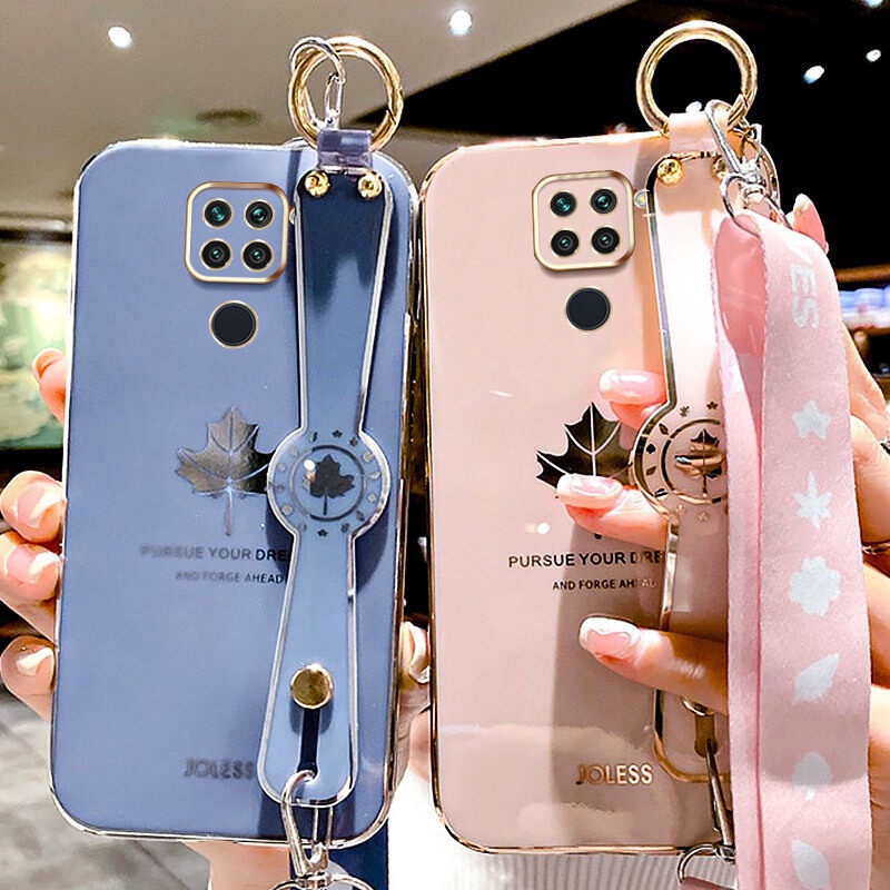 Case Motif Daun Maple Dengan lanyard Untuk Xiaomi Redmi Note 9 10X 4G