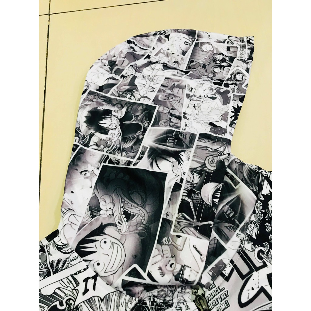 Jaket Anime Luffy Onepiece Fullprint Black and White Comics