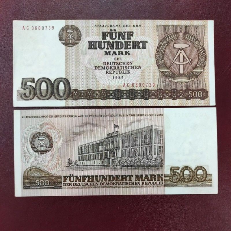 UANG ASING JERTIM JERMAN TIMUR 500 MARK TAHUN 1985