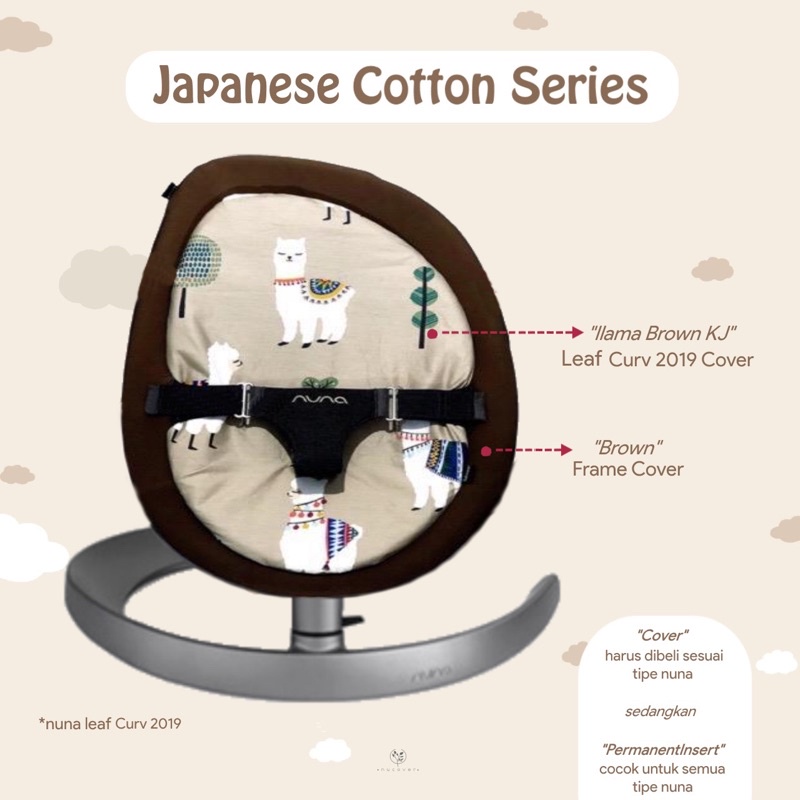 Nucover alpaca brown japanese cotton / alas sarung cover nuna leaf curv grow suited 2019 pad