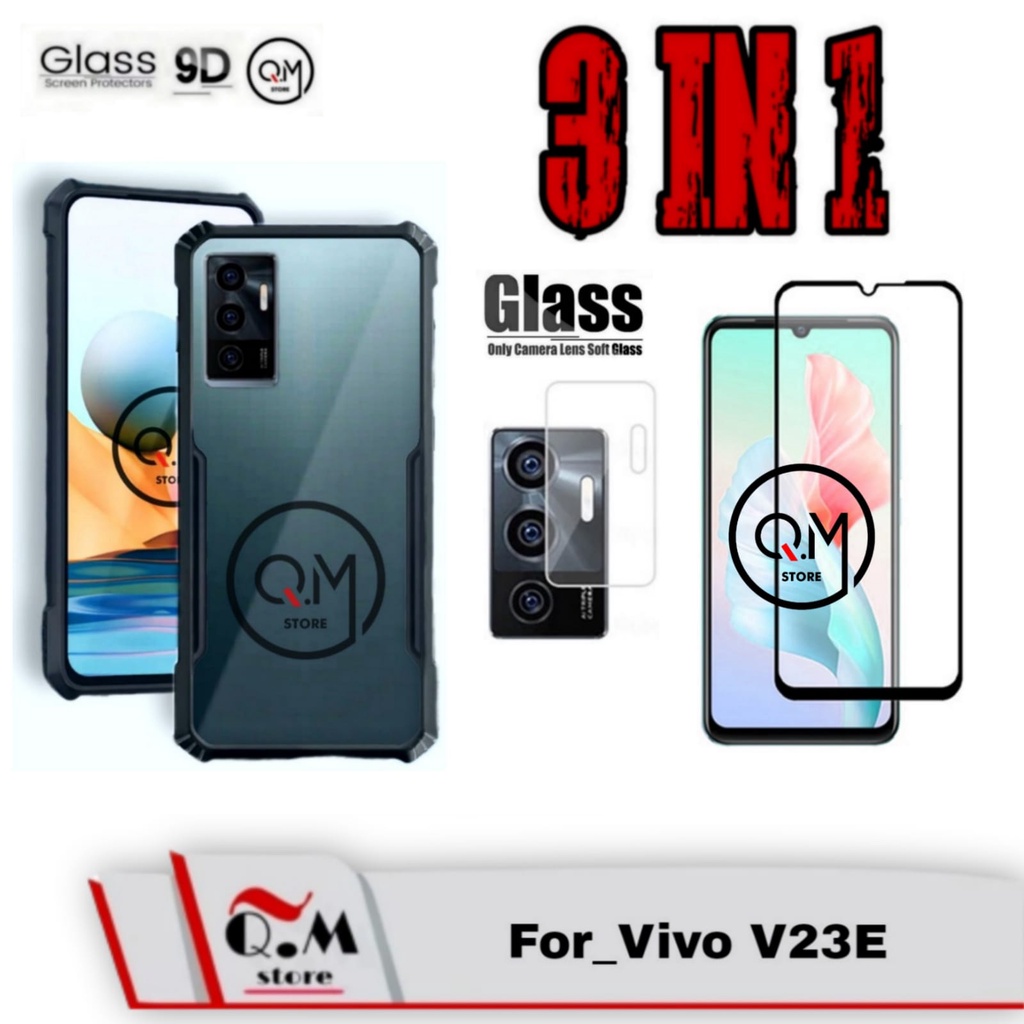 PAKET 3IN1 Case Vivo V23E Terbaru Softcase Transparan Slim Armor Casing V23E Shockproof Back Cover