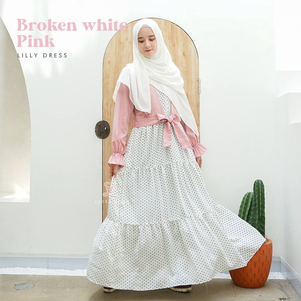 Lilly Dress(Gamis aja) by Zayra Hijab/Gamis polka/Korean Style
