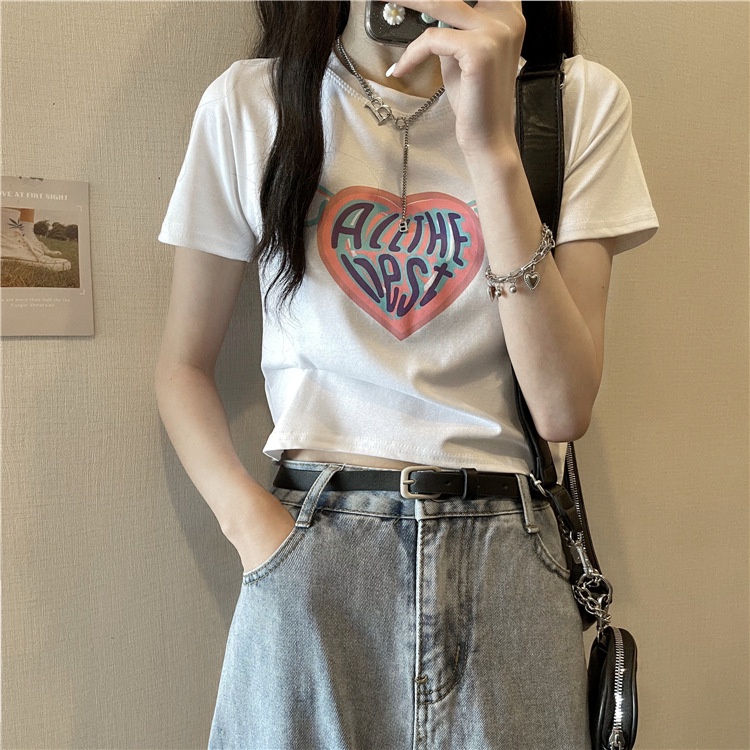 [littlecrab] Kaos Crop Wanita All The Best Atasan Wanita Trend Kekinian Atasan Korea Korean Style