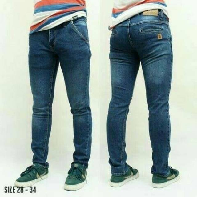 celana jeans hitam skinny \\u002F slimfit panjang pria - DC - Levis - Lois -