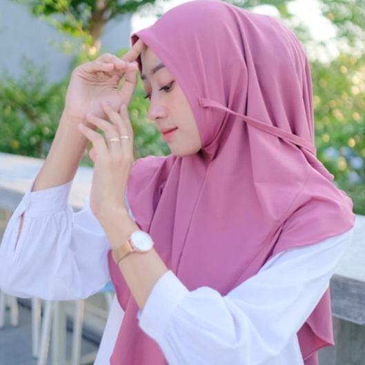 Bergo Premium (Free Mini Gold) Bergo Thania Warna DUSTY PINK Bahan Premium Terlaris