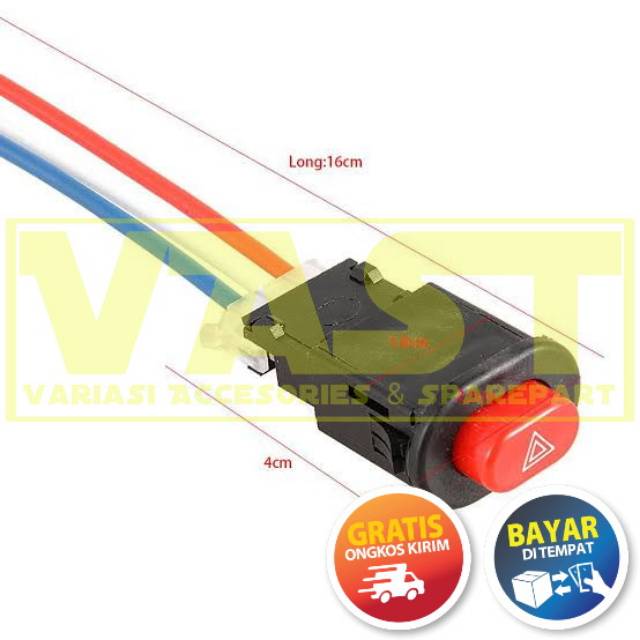 Tombol Saklar Hazard Motor Mobil Beat Vario Mio Scoopy Jupiter Byson Tiger Verza Vega