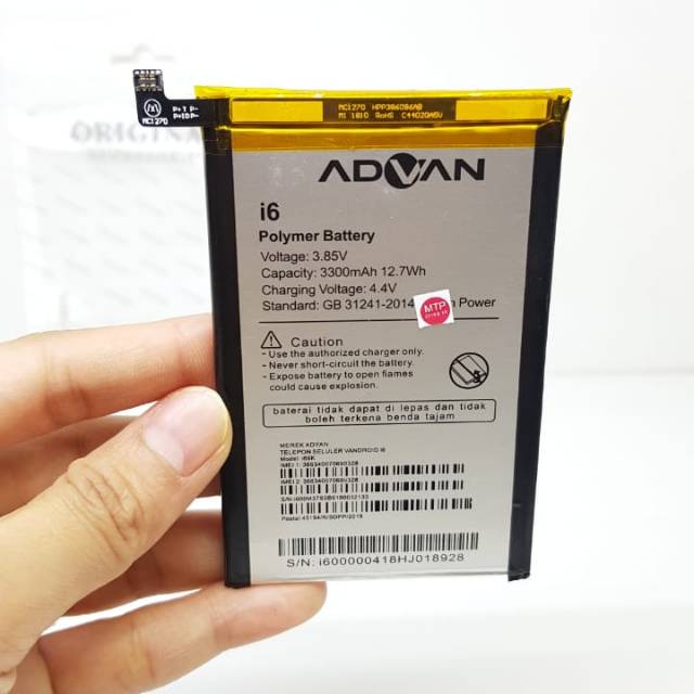 Baterai Advan i6 Batre Advan I6 Battery Advan I6 Battery 2 IC 3300mAh