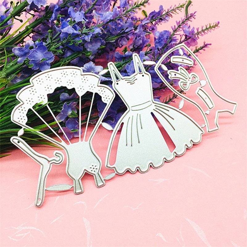 Cetakan Stensil Cutting Dies Motif Dress Princess Bahan Metal Untuk Scrapbook / Craft DIY