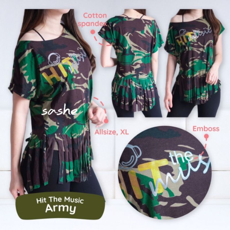 Hit The Music Army Baju Rawis Senam Olahraga Wanita Zumba