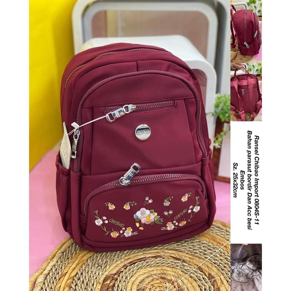 Tas Ransel Chibao 0804s-11 Motif Bunga TERBARU size 32x25x11 cm. CHIBAO RANSEL MOTIF BUNGA BISA COD!