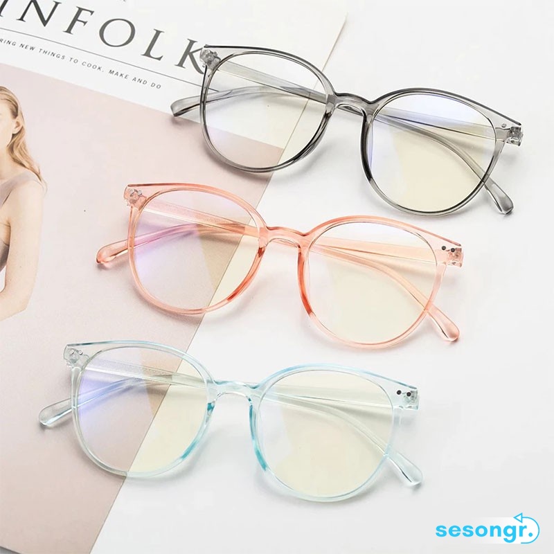 COD Frame Kacamata Anti Radiasi Korean Fashion Kacamata Bulat Eyeglasses Wanita -SG