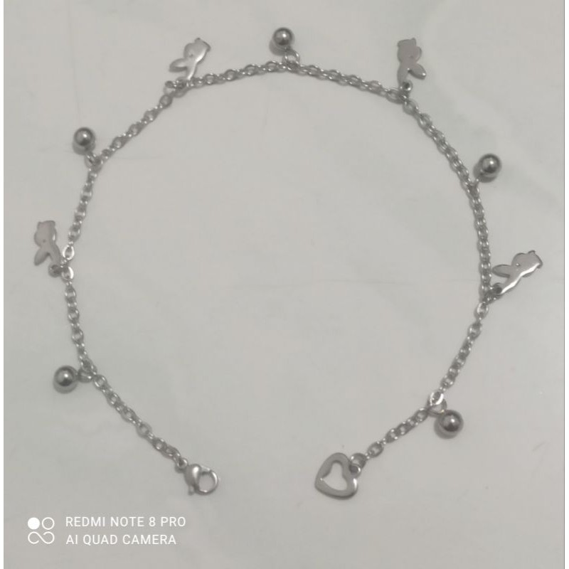 GELANG KAKI TITANIUM SILVER-GELANG WANITA TITANIUM SILVER ANTI KARAT