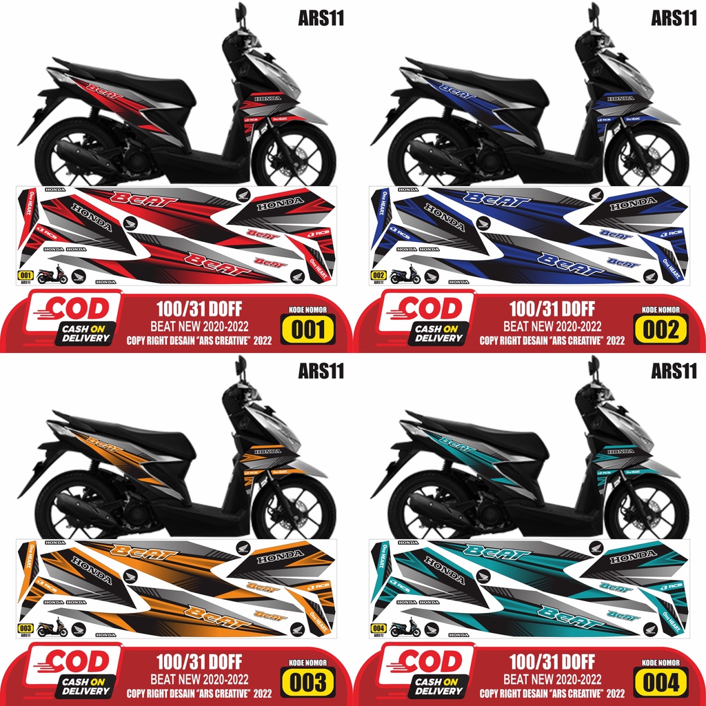 Sticker Striping Decal Honda Beat New 2020-2022 Variasi ARS011 Glossy/Doff Semua Ready Bisa COD