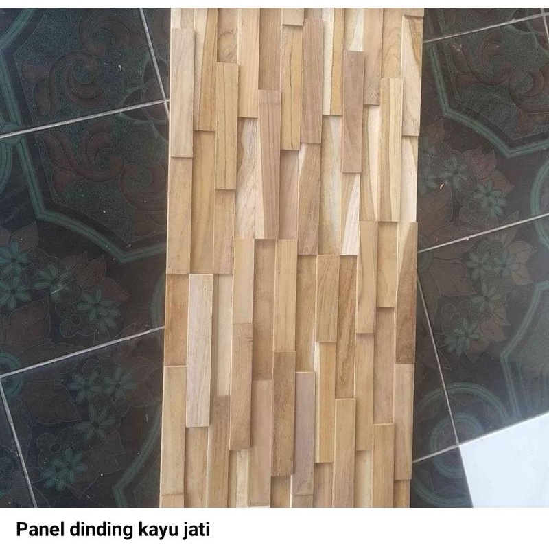 panel dinding 3D kayu jati isi 10 pcs