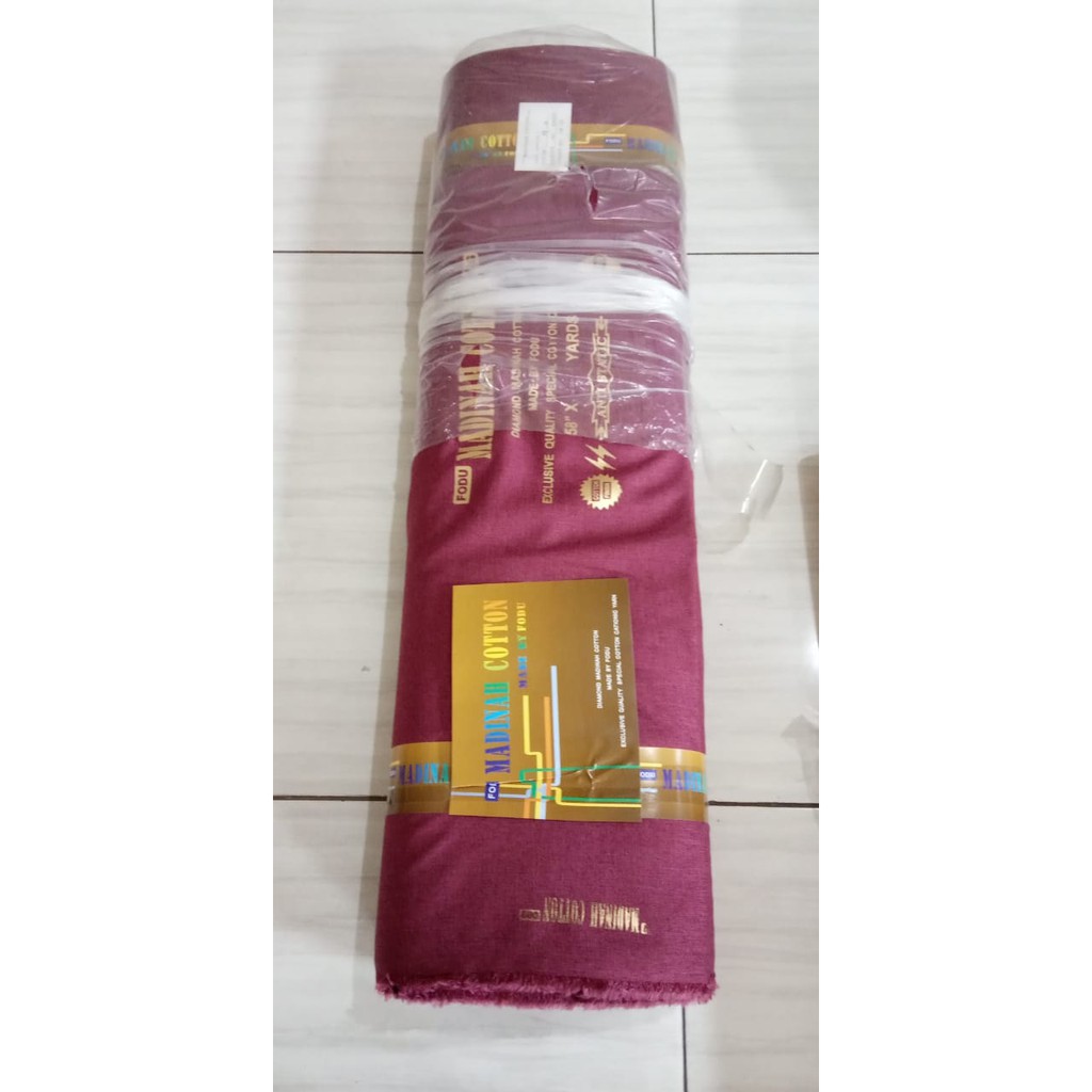 1 Roll Kain Katun Madinah Fodu Cotton - Kain Madina Bahan Gamis Koko Kemeja (36.5 Meter)