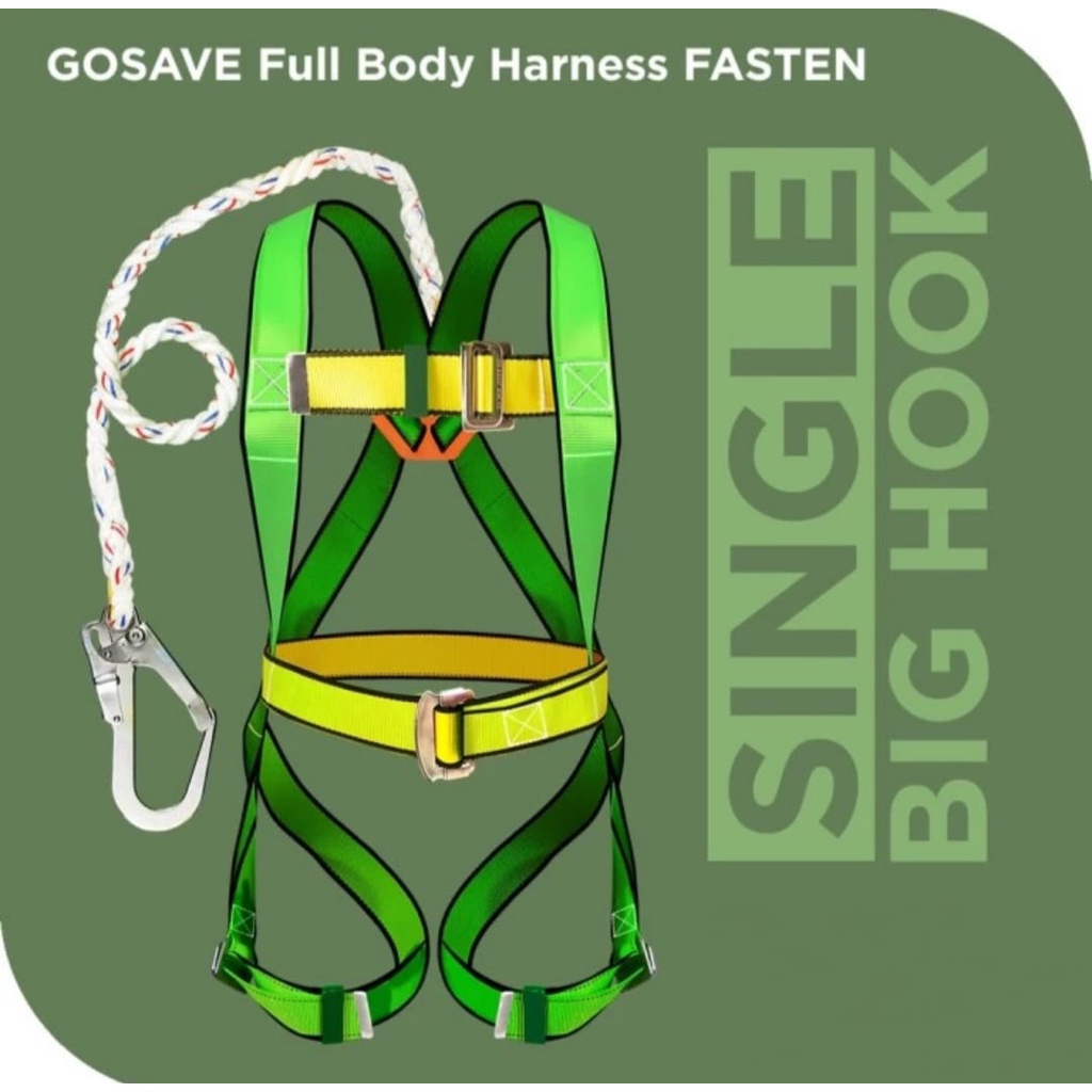 Full Body Harness Single Big Hook FASTEN Plus Tali Dada Safety GOSAVE