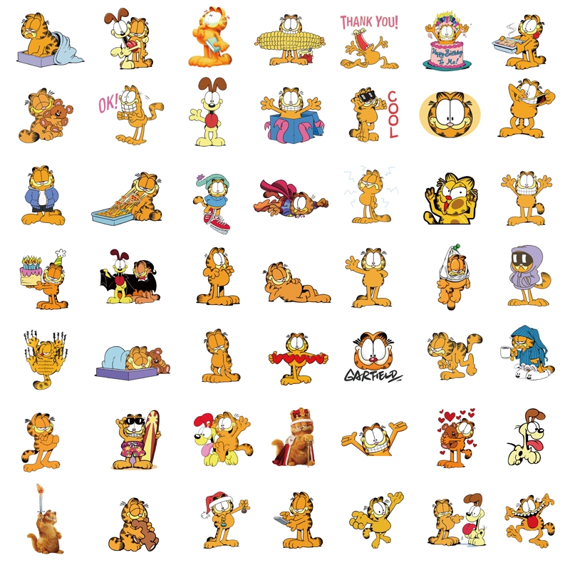 50pcs Anime cartoon stickers Garfield stickers for DIY Luggage Laptop Skateboard Motorcycle Bicycle stickers