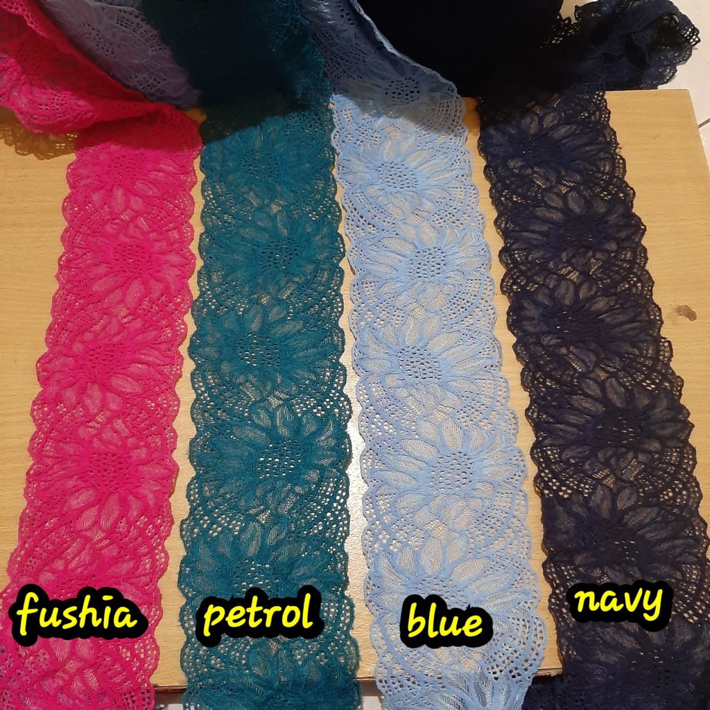 

Renda Stretch/Elastis 8 cm - 9.5 cm harga per yard