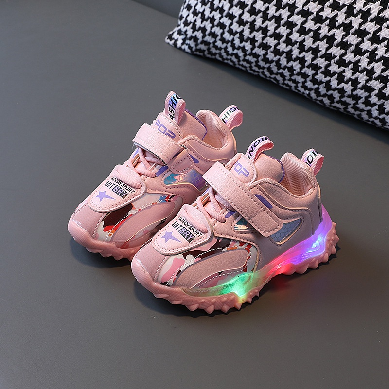 CHUBBI 20 Sepatu Sneaker Anak Laki Perempuan Lampu LED Import