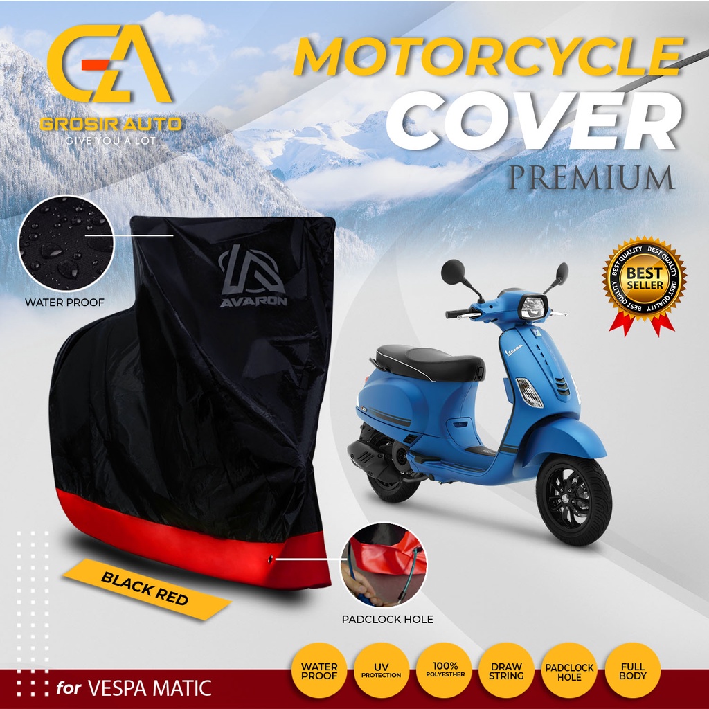 Sarung Motor AVARON PREMIUM VESPA/ Penutup Pelindung Body Cover Motor Warna Anti Air Merk Avaron