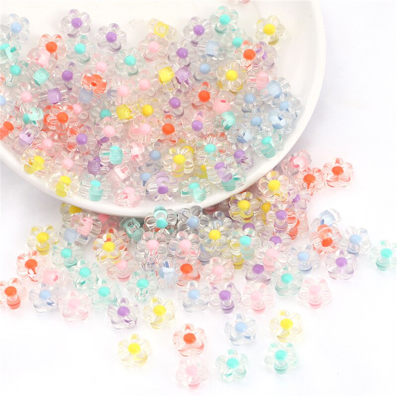 50Pcs 12mm Stars Clear Acrylic Sunflowers Loose Spacer Beads Charms for DIY Jewelry Craft Making Bracelets Handmade Accessories